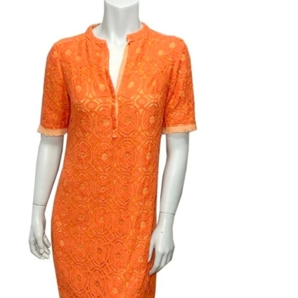 Pre-loved Gabby Skye Orange Lace Midi Dress Size 10